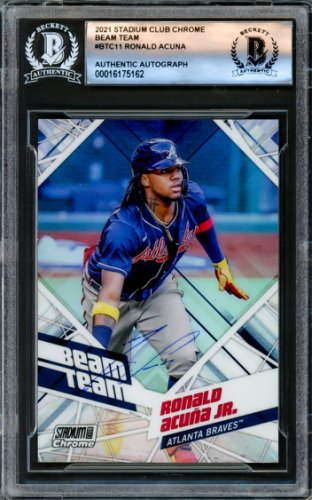 Ronald Acuna Jr. Autographed Signed 2021 Stadium Club Chrome Beam Team Card #Btc-11 Atlanta Braves Beckett Beckett 