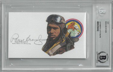 Roscoe Brown, Jr. Autographed Signed 3 x5 cut signature w/ Image BAS/Beckett Encapsulated (Tuskegee Airman/Red Tails/WWII P-51D Mustang) 