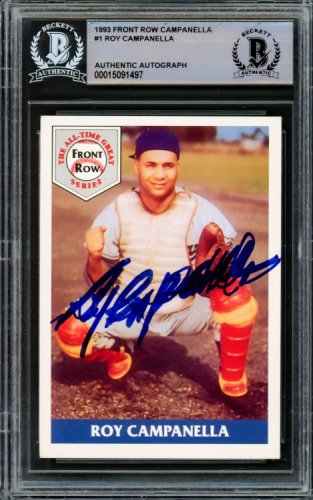 Roy Campanella Autographed 1992 Front Row Card #1 Brooklyn Dodgers Beckett Beckett
