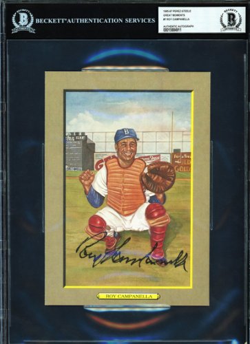 Roy Campanella Autographed Signed 1985 Perez Steele Great Moments Card Brooklyn Dodgers Beckett Beckett 