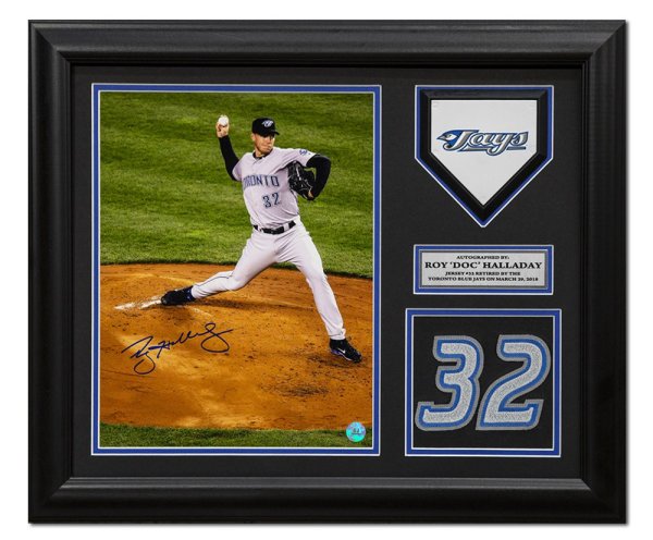 Roy Halladay Toronto Blue Jays Autographed Signed 20x24 Retired Number Frame