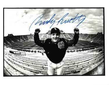 Rudy Ruettiger Autographed Signed Notre Dame Fighting Irish Stadium B&W 11X14 Photo- Rudy 45 Hologram 