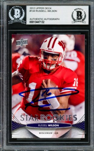 Russell Wilson Autographed 2012 UDA Rookie Card #134 Seattle Seahawks Beckett Beckett