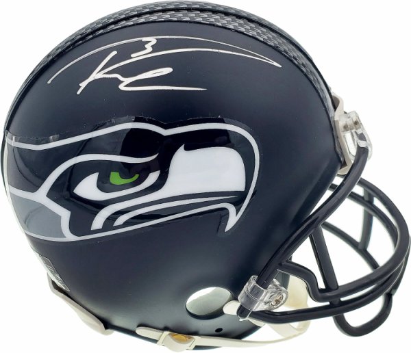 Russell Wilson Autographed Seattle Seahawks Mini Helmet In Silver Rw Holo #71469