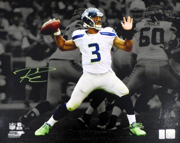 Russell Wilson Autographed Signed 16X20 Photo Seattle Seahawks 2012 First Game Spotlight Rw Holo #159122 