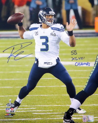 Russell Wilson Autographed Signed 16X20 Photo Seattle Seahawks Super Bowl "Sb Xlviii Champs" Rw Holo #105130 
