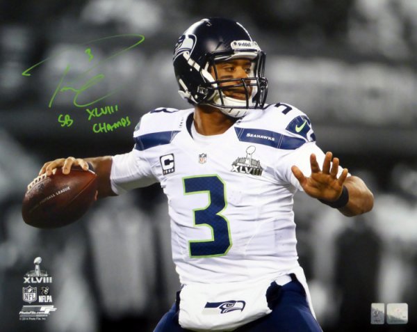 Russell Wilson Autographed Signed 16X20 Photo Seattle Seahawks Super Bowl "Sb Xlviii Champs" Rw Holo #105132 