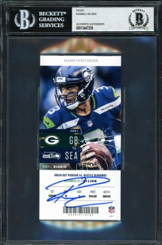 Russell Wilson Autographed Signed 2018 3X6 Ticket Seattle Seahawks Vs. Packers 11-15-18 Beckett Beckett 