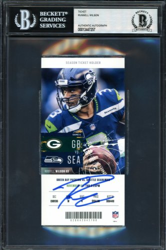 Russell Wilson Autographed Signed 2018 3X6 Ticket Seattle Seahawks Vs. Packers 11-15-18 Beckett Beckett 