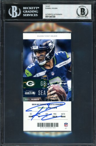 Russell Wilson Autographed Signed 2018 3X6 Ticket Seattle Seahawks Vs. Packers 11-15-18 Beckett Beckett 