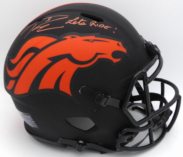 Russell Wilson Autographed Signed Black Eclipse Full Size Authentic Helmet Denver Broncos "Let's Ride" Fanatics Holo #Dq16478409 