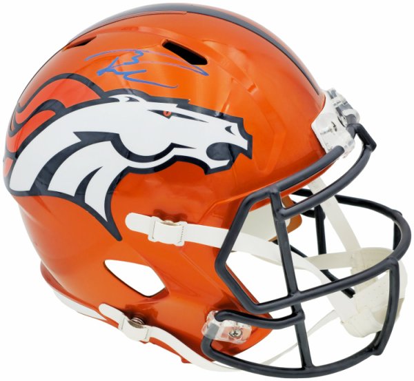 Russell Wilson Autographed Signed Denver Broncos Flash Orange Full Size Replica Speed Helmet Fanatics Holo #227938 