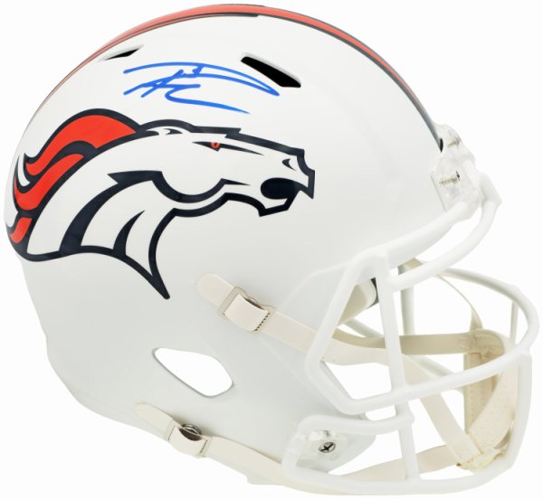 Russell Wilson Autographed Signed Denver Broncos Flat Matte White Full Size Replica Speed Helmet Fanatics Holo #227944 