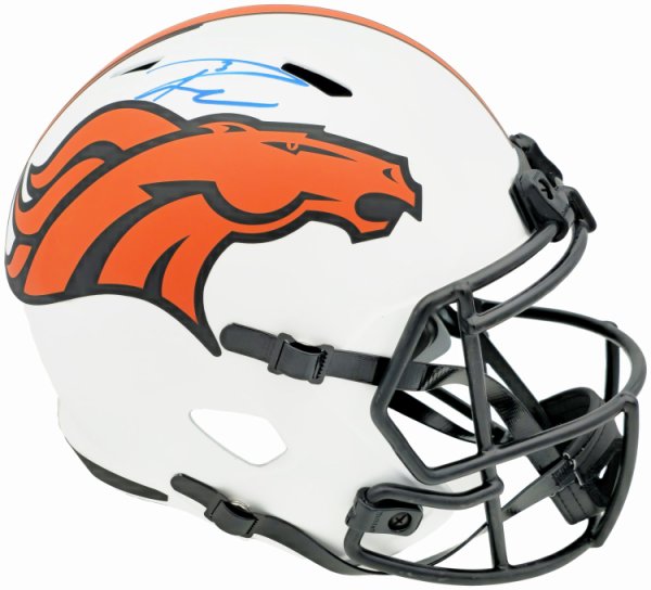 Russell Wilson Autographed Signed Denver Broncos Lunar Eclipse White Full Size Replica Speed Helmet Fanatics Holo #227940 