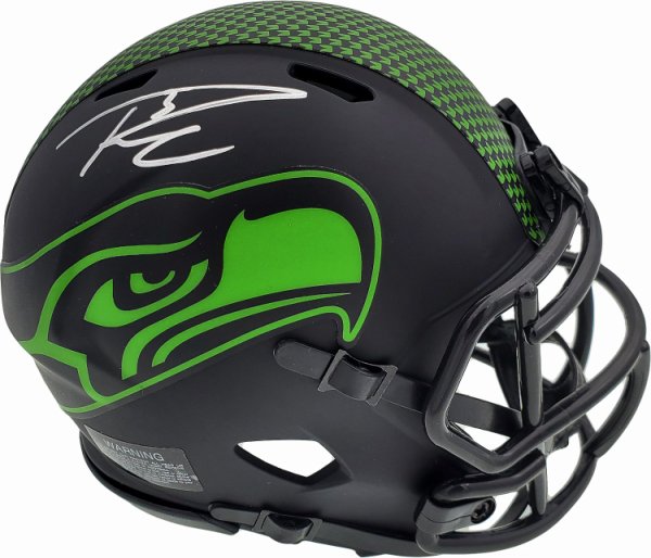 Russell Wilson Autographed Signed Eclipse Black Seattle Seahawks Speed Mini Helmet In Silver Rw Holo #178961 