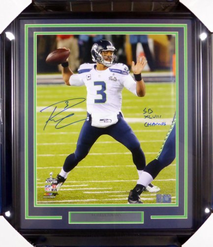 Russell Wilson Autographed Signed Framed 16X20 Photo Seattle Seahawks Super Bowl "Sb Xlviii Champs" Rw Holo #126669 