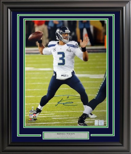 Russell Wilson Autographed Signed Framed 16X20 Photo Seattle Seahawks Super Bowl Xlviii Rw Holo #200373 