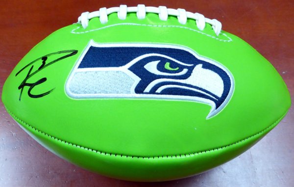 Russell Wilson Autographed Signed Green Logo Football Seattle Seahawks Rw Holo #113614 