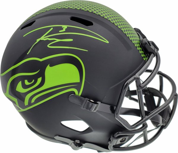 Russell Wilson Autographed Signed Seattle Seahawks Eclipse Black Full Size Speed Replica Helmet In Green Rw Holo #178955 