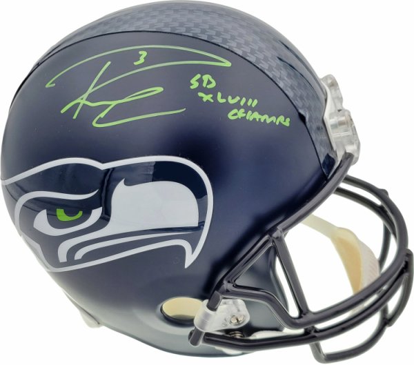 Russell Wilson Autographed Signed Seattle Seahawks Full Size Replica Helmet "Sb Xlviii Champs" In Green Rw Holo #72372 