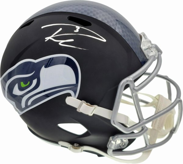 Russell Wilson Autographed Signed Seattle Seahawks Matte Black Speed Full Size Replica Helmet In Silver Rw Holo #145782 