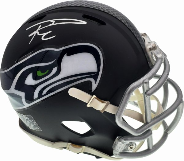Russell Wilson Autographed Signed Seattle Seahawks Matte Black Speed Mini Helmet In Silver Rw Holo #145843 