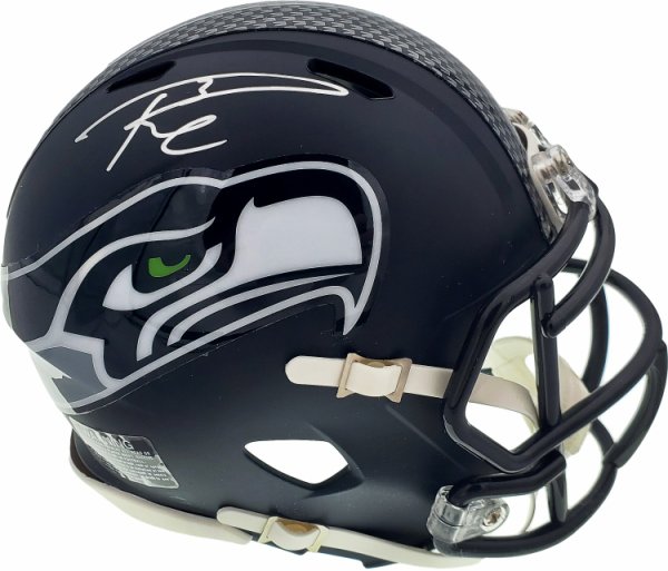 Russell Wilson Autographed Signed Seattle Seahawks Speed Mini Helmet In Silver Rw Holo #71468 