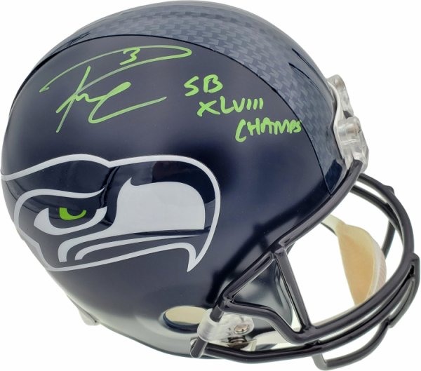 Russell Wilson Autographed Signed Seattle Seahawks Super Bowl Full Size Replica Helmet "Sb Xlviii Champs" In Green Rw Holo #72350 