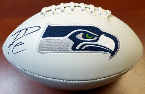 Russell Wilson Autographed Signed White Logo Football Seattle Seahawks Rw Holo #105663 