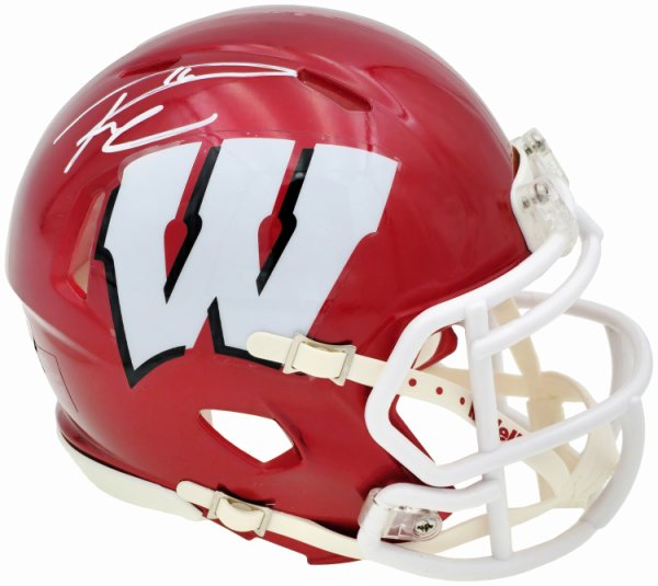 Russell Wilson Autographed Signed Wisconsin Badgers Flash Red Speed Mini Helmet Fanatics Holo #227951 