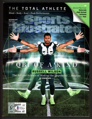 Russell Wilson Autographed Sports Illustrated Magazine Seattle Seahawks Signed In Blue Rw Holo & Beckett Beckett 