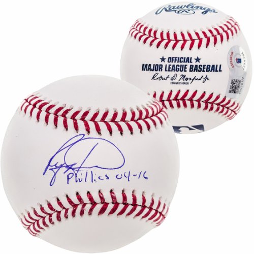 Ryan Howard Autographed Signed Baseball Philadelphia Phillies "Phillies 04-16" Beckett Beckett Qr #202599 
