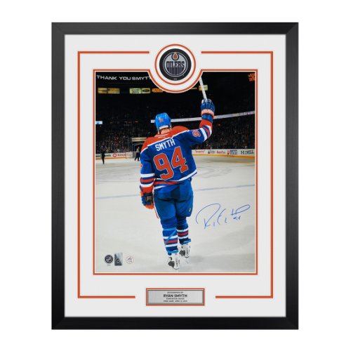 Ryan Smyth Autographed Signed Edmonton Oilers Puck Logo 26x32 Frame