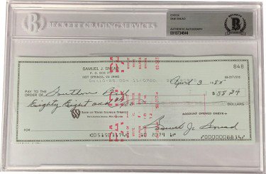 Sam Snead PGA/Golf 3x8 Bank Check Autographed Signed In Black Beckett BAS #0010734644 