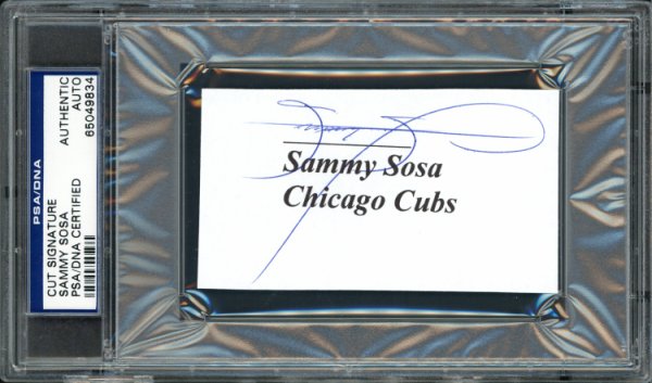 Sammy Sosa Autographed Signed 2.25X3.75 Cut Signature Card Chicago Cubs PSA/DNA 