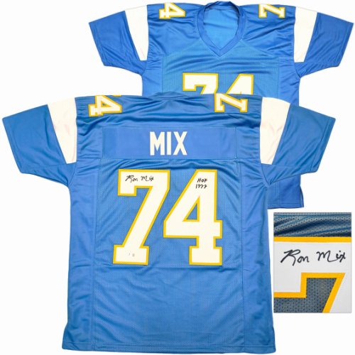 San Diego Chargers Ron Mix Autographed Signed Blue Jersey "HOF 1979" Beckett Beckett Witness #230001 