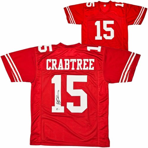 San Francisco 49Ers Michael Crabtree Autographed Red Jersey Beckett Beckett Witness #215670