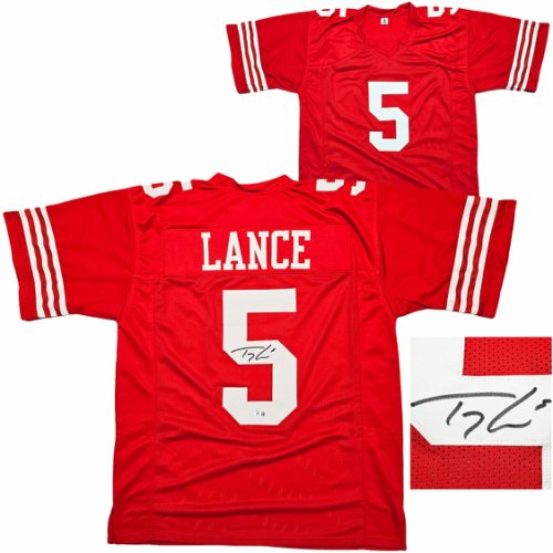 San Francisco 49Ers Trey Lance Autographed Red Jersey Beckett Beckett Witness #215020