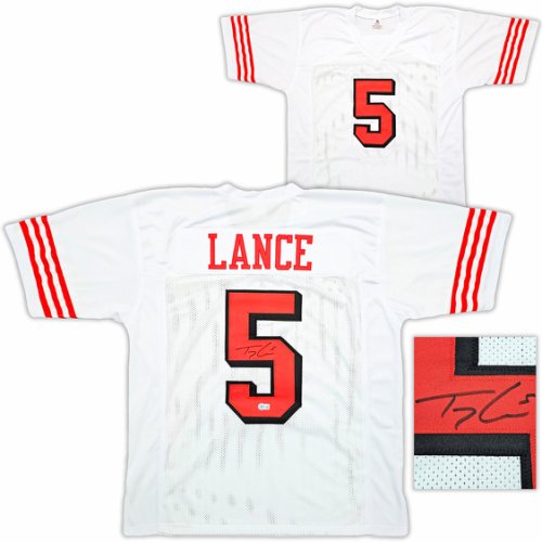San Francisco 49Ers Trey Lance Autographed White Jersey Beckett Beckett Witness #215021
