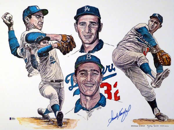 Sandy Koufax Autographed Brooklyn Dodgers Jersey Inscribed All Time Team,  HOF 72 Framed