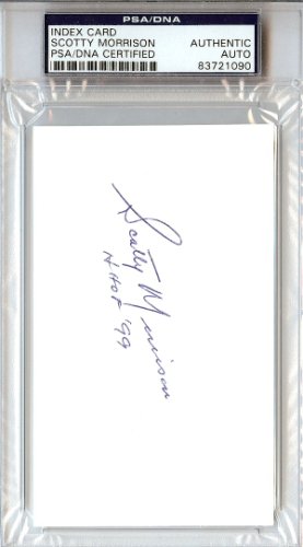 Scotty Morrison Autographed Signed 3X5 Index Card NHL Referee & President "HOF '99" PSA/DNA 