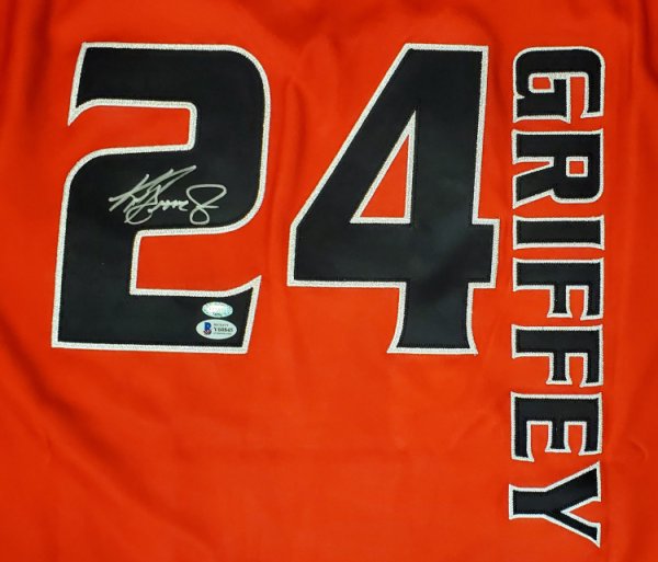 Seattle Mariners Ken Griffey Jr. Autographed Signed Authentic Red Mitchell & Ness Turn Forward The Clock Jersey Size 44 Beckett Beckett & Mcs Holo #185611 