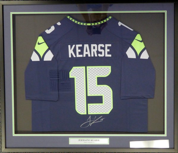 Seattle Seahawks Jermaine Kearse Autographed Signed Framed Blue Nike Jersey Mcs Holo #107764 