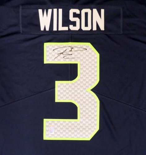 Seattle Seahawks Russell Wilson Autographed Signed Blue Nike Twill Jersey Size Xxl Rw Holo #159117 