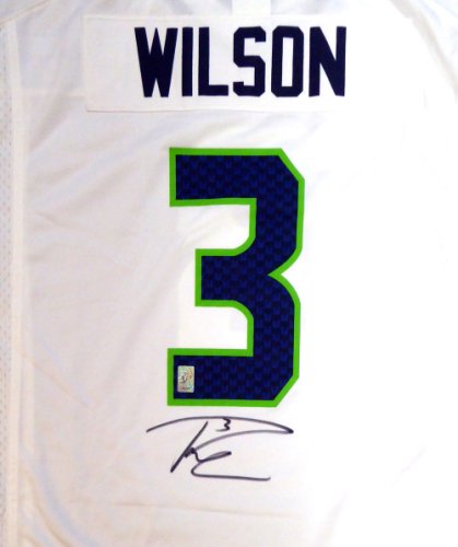 Seattle Seahawks Russell Wilson Autographed Signed White Nike Jersey Size Xl Rw Holo #105023 