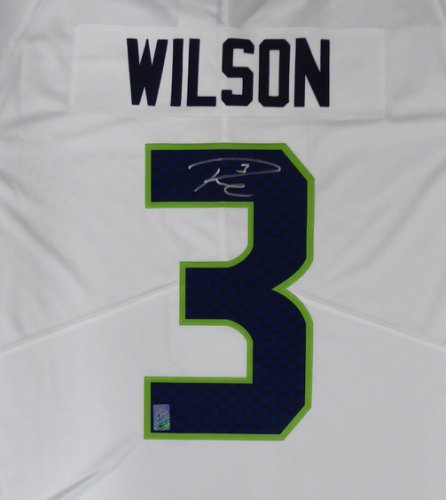 Seattle Seahawks Russell Wilson Autographed Signed White Nike Twill Jersey Size Xl Rw Holo #159118 