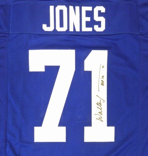 Seattle Seahawks Walter Jones Autographed Signed Blue Jersey "HOF '14" Mcs Holo #165118 