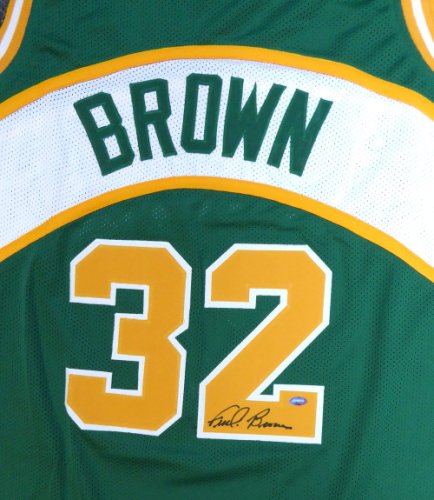 Seattle Sonics Fred Brown Autographed Signed Green Jersey Mcs Holo #106743 