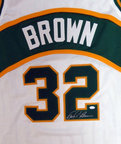 Seattle Sonics Fred Brown Autographed White Jersey Mcs Holo #106744