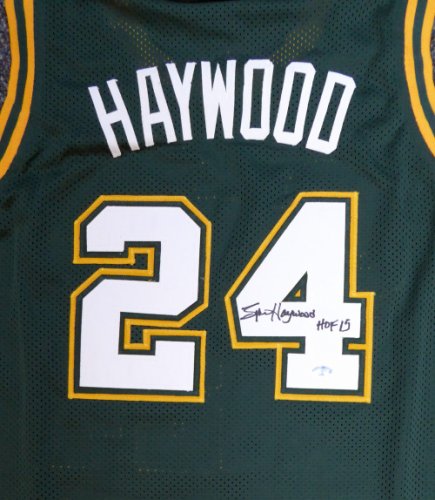 Seattle Sonics Spencer Haywood Autographed Green Jersey "HOF 15" Mcs Holo #104224
